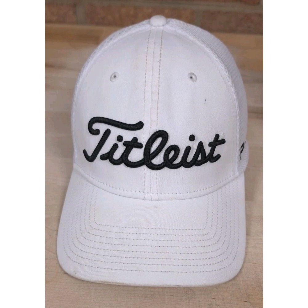 Titleist Golf White FJ Pro V1 Flexfit Hat Cap Size L/XL